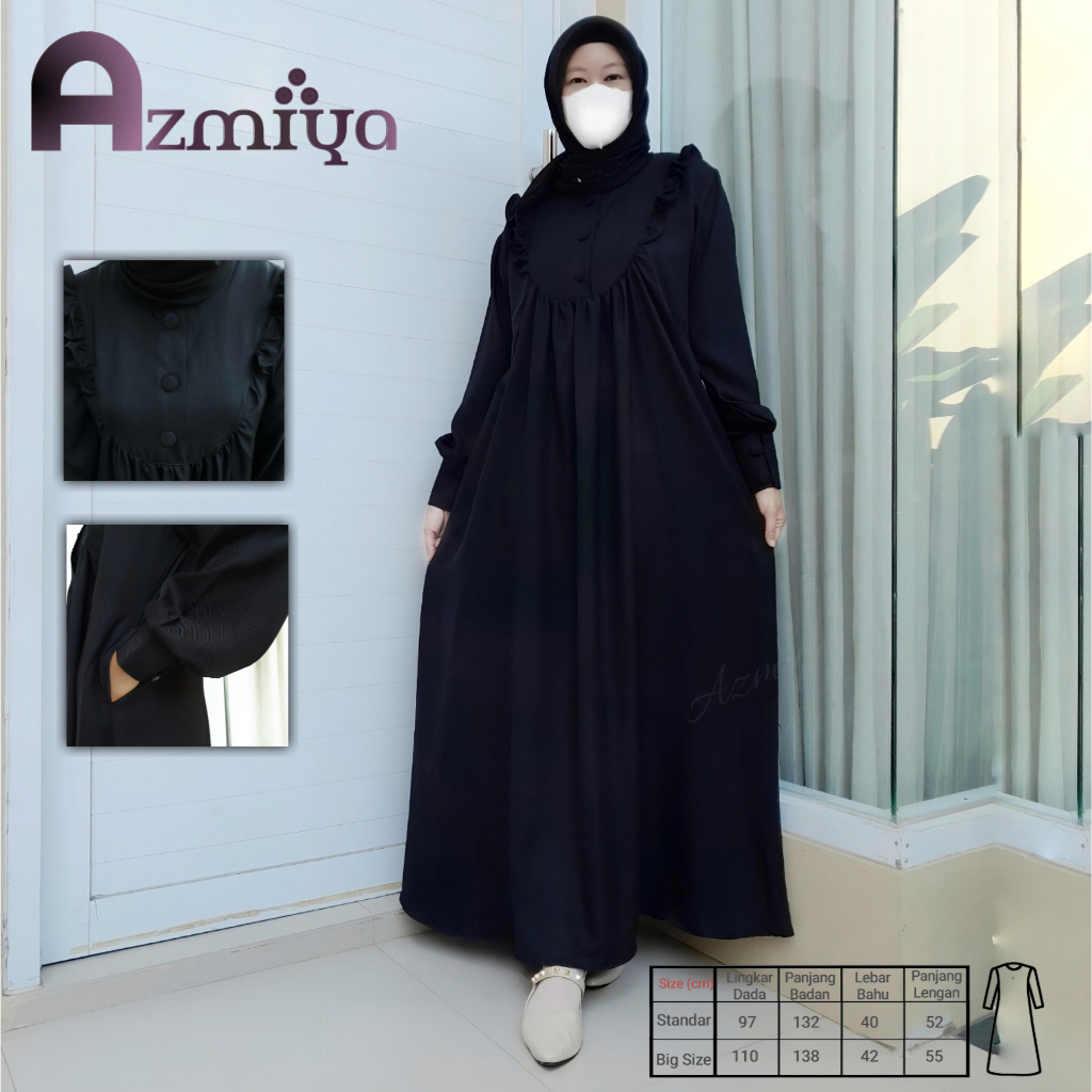 AZMIYA - Baju Gamis Wanita Terbaru Dress Remaja Perempuan Kekinian Muslim Syari Dres Perempuan Dewas