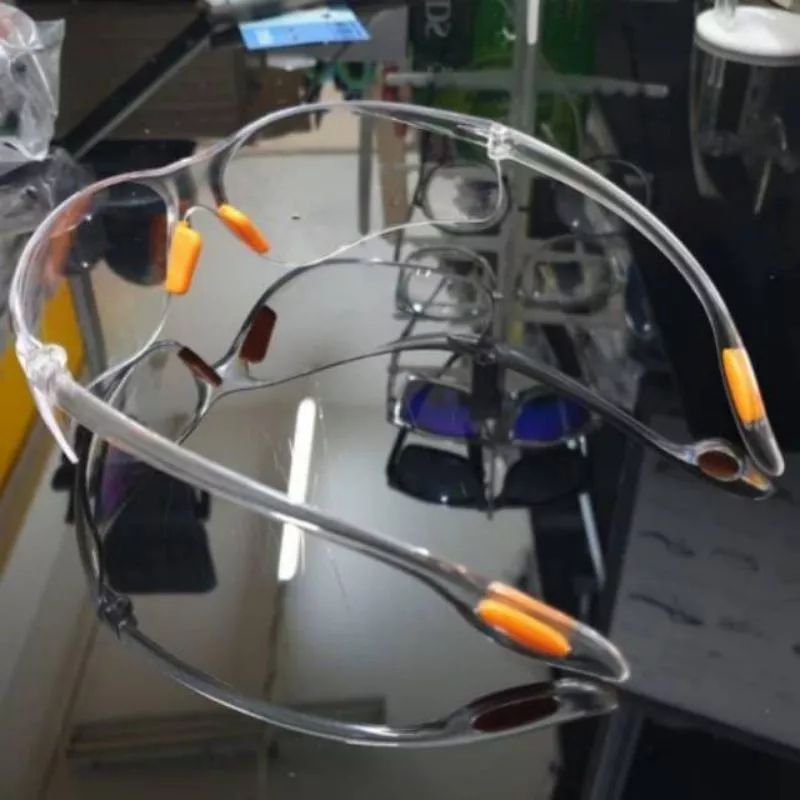 Kacamata Safety Tukang Las Fashion Clear Bening Kerja Medical Lab Kaca Mata Kombinasi Warna Orange