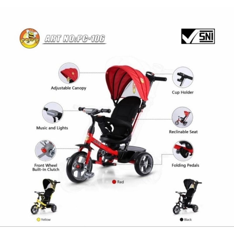 Stroller Sepeda Anak Roda Tiga Pacific PC-106 Tricycle PC106 PC 106