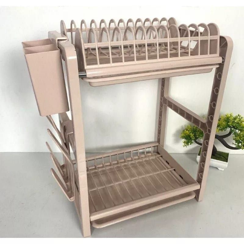 (COD) Rak Piring Plastik 2 susun Fawsline / Rak Piring 2 Tingkat / Rak Piring Stainless / Rak Piring