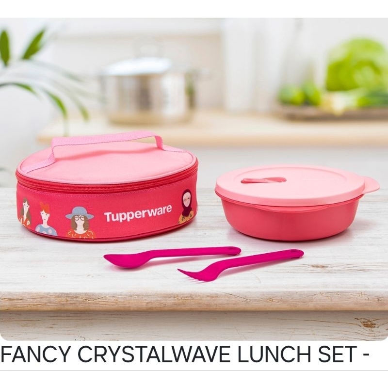 FANCY CRYSTALWAVE LUNCH SET CWL TUPPERWARE TEMPAT MAKAN PINK