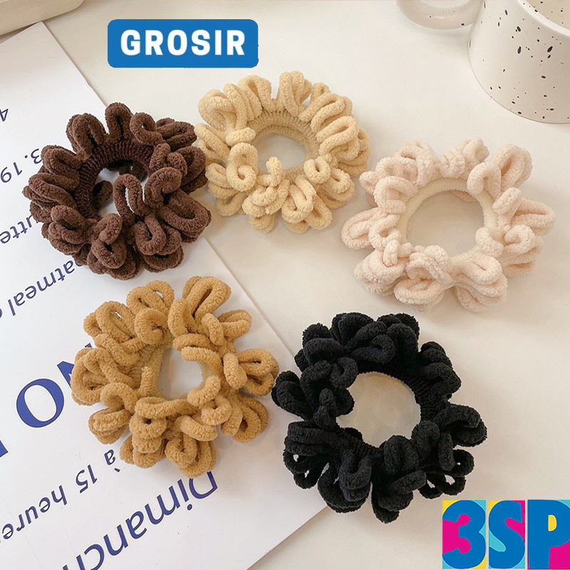 3SP | ART158 Ikat Rambut Scrunchie Rabbit Hair Bulu Halu Aksesoris Konde Rambut Wanita Hiasan Cepol Donat Fashion Hair Band Kunciran Terlaris