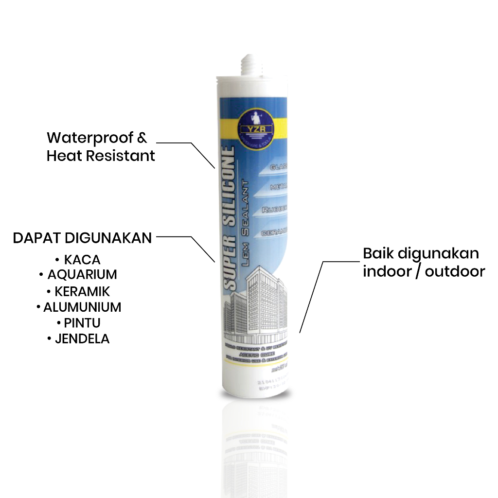 Sealant Kaca Tembok Aquarium Bening Hitam YOZURI 280ml