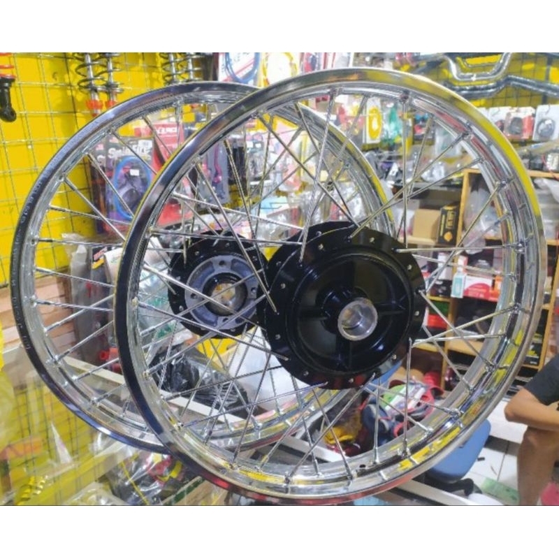 Sepaket Velg DID Besi Ring 17/18 Tromol Set Original YGP - Yamaha RX King/RXZ/RXK/RX King Special. V