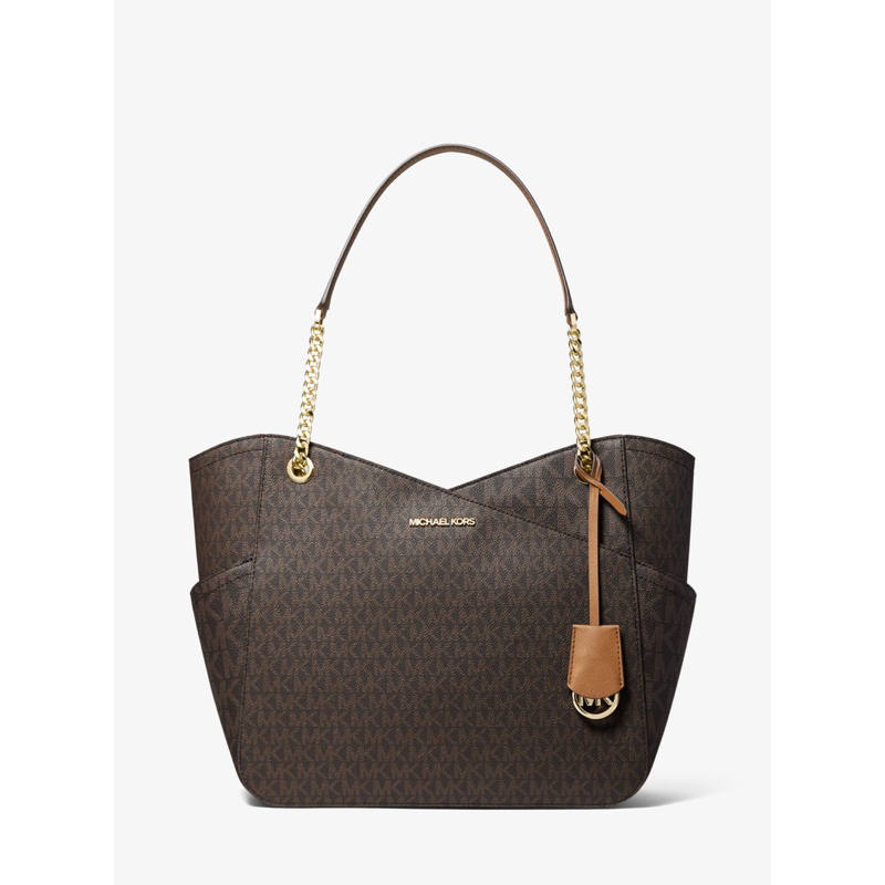 MICHAEL KORS MK Jet Set Large Logo Shoulder Bag brown