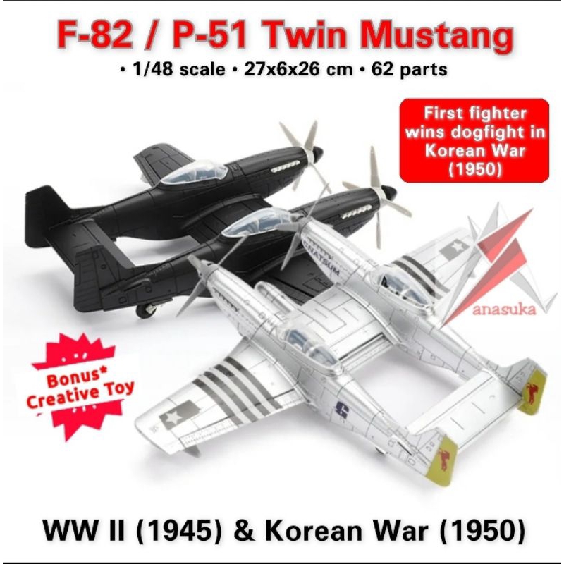 Pesawat F-82 / P-51 Twin Mustang Miniatur Mainan Kreatif Model Kit