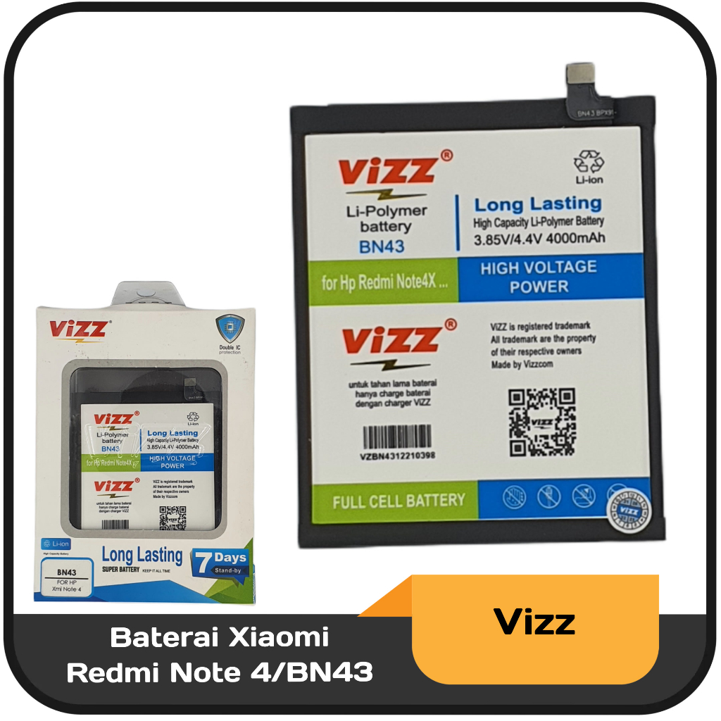 Baterai Vizz Xiaomi BN43/Redmi Note 4X