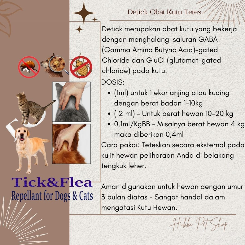 DETICK 2ml 10-20kg - Obat Kutu Kucing Anjing AMPUH / Obat Kutu Detick 2ml