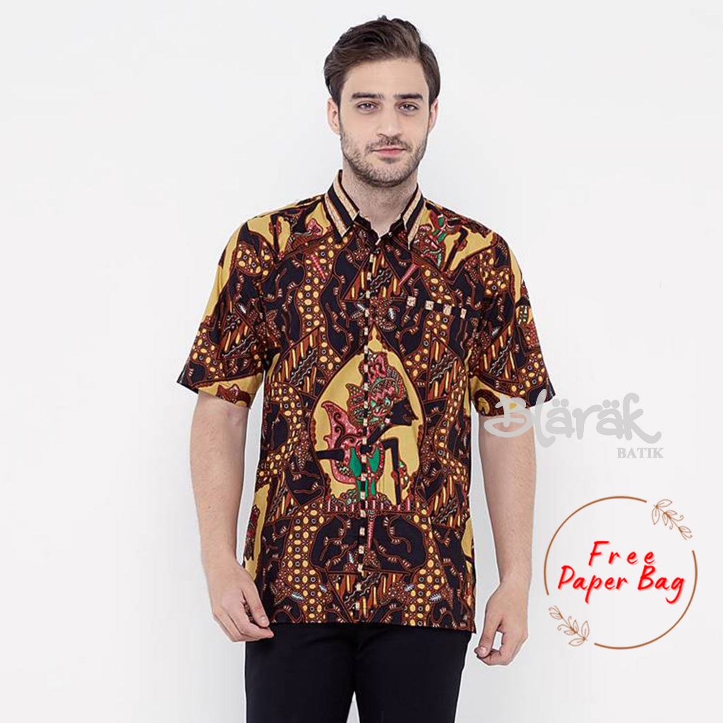 BLARAK -  Baju Batik Pria Wayang Cokelat