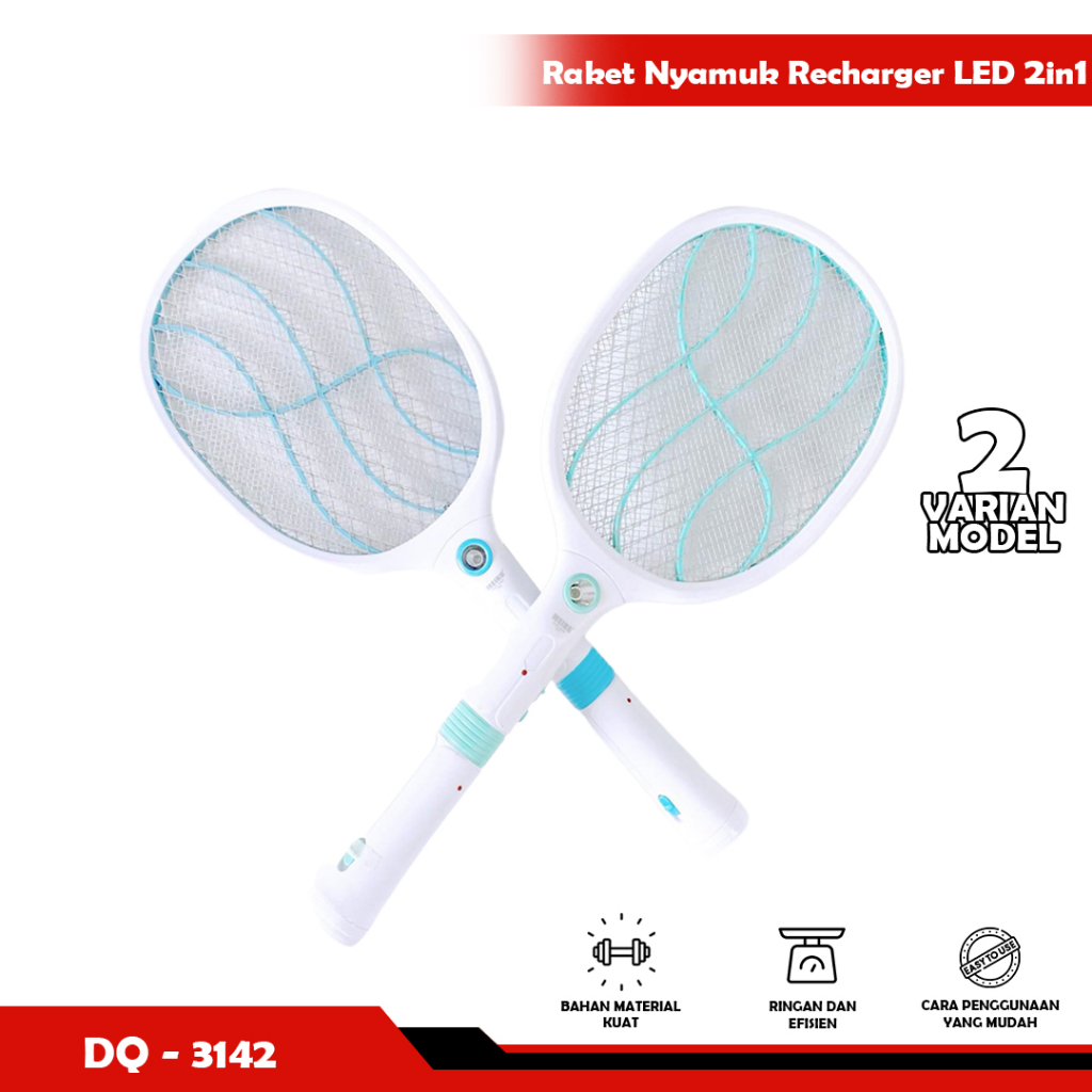 Raket Nyamuk Rechargerable LED / Raket Nyamuk 2in1 - Yosinogawa