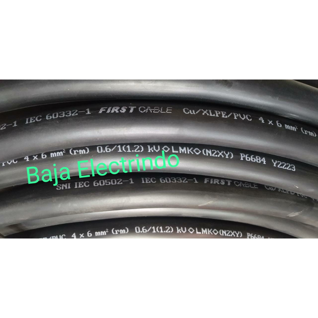 Kabel N2XY 4x6mm2 per meter  (Cu/XLPE/PVC) FIRST CABLE N2XY 4 x 6mm2 FIRST meteran