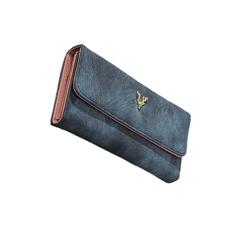 DOMPET LIPAT PANJANG WANITA KULIT IMPORT PESTA TERALLA KEKINIAN WA752T3 BESAR CEWEK KOREA SLOT KARTU UANG KERTAS PREMIUM BIRU MURAH REMAJA BATAM BRANDED
