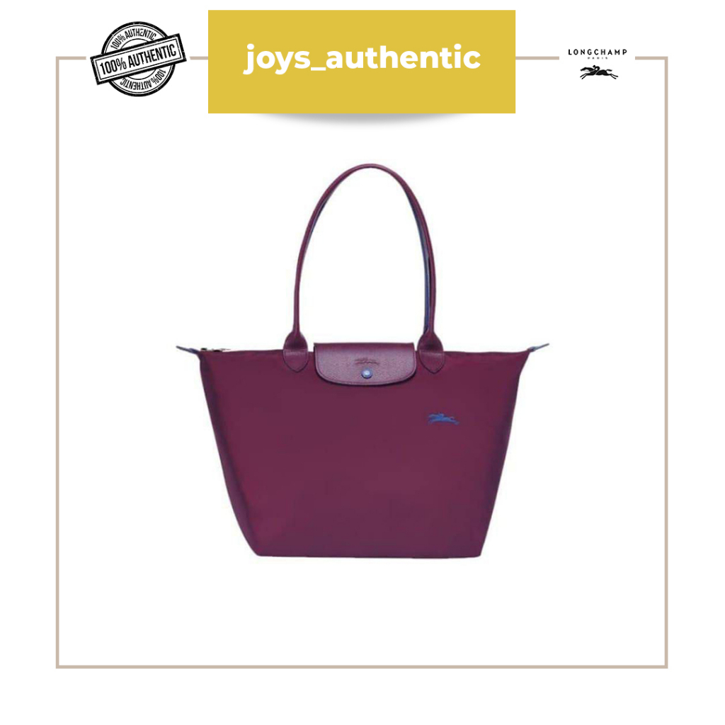 Tas Wanita Longchamp Club Small Long Handle SLH Plum Prune Logo Biru Navy Woman Bag Authentic Origin