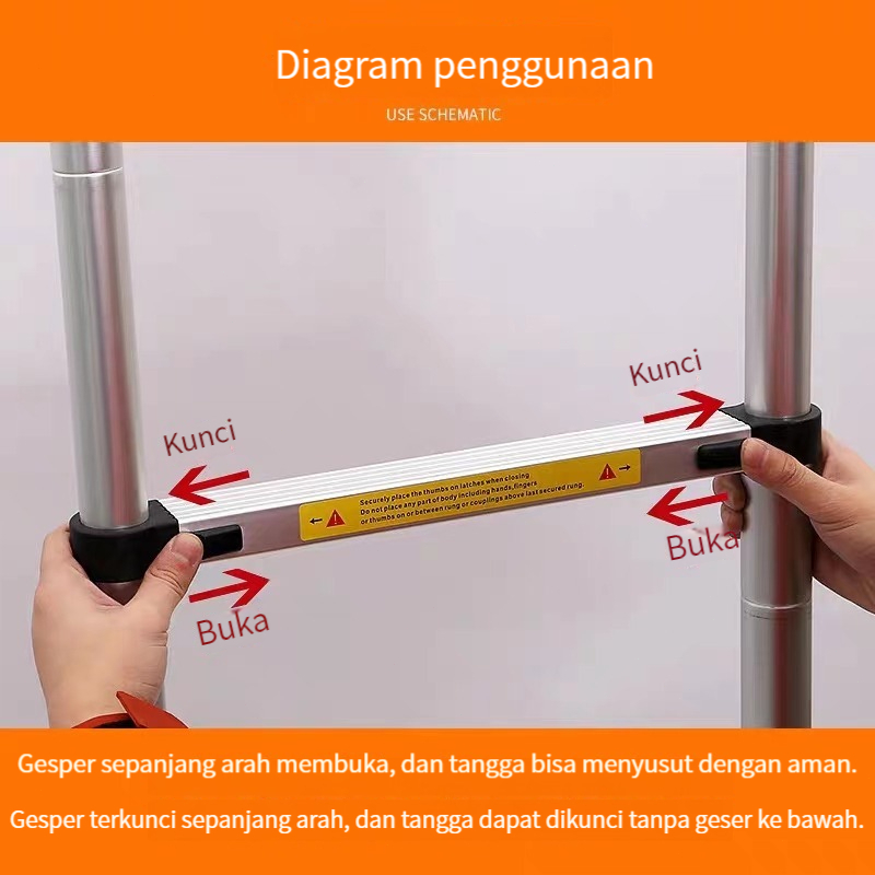 HIGHLINE Tangga Telescopic Lipat Aluminium Teleskopik Single Ladder