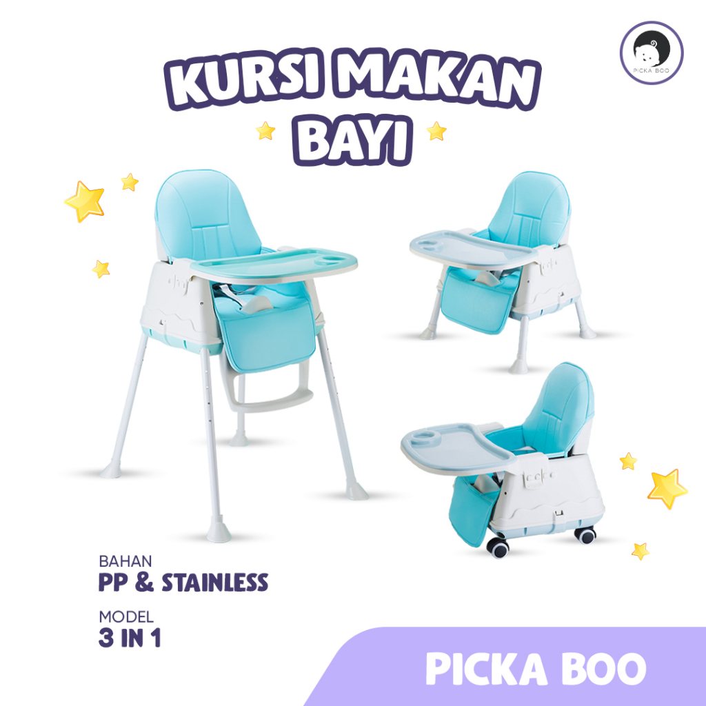 PICKA BOO Kursi Makan Bayi Fleksibel Dengan Roda Baby Meal Chair With Scooter