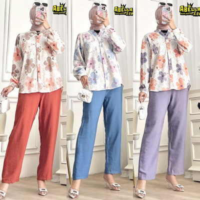 ONESET CRINKLE MIX POLO LINEN / 7.7 / DONITA STORIA / SETELAN WANITA ALLSIZE / FIT TO XXL / ABELLA