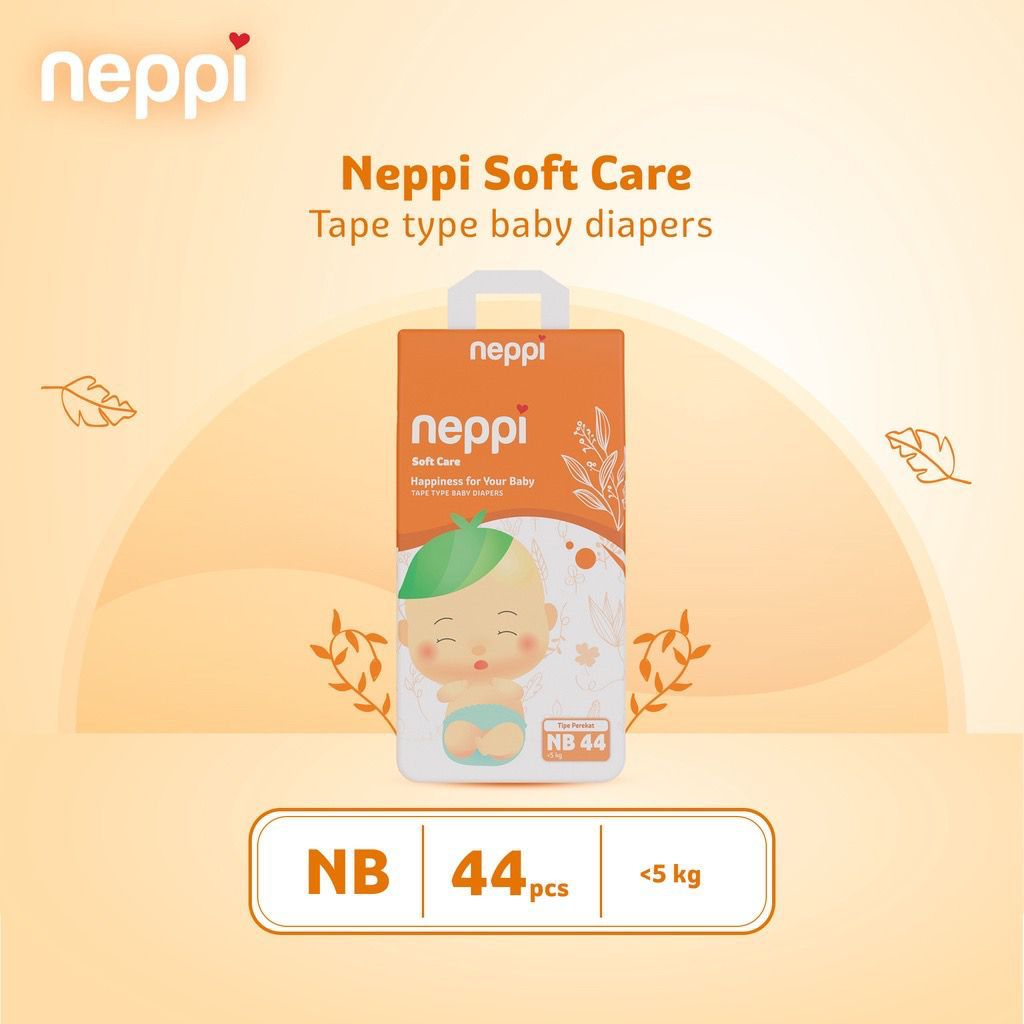 NEPPI PREMIUM SOFT CARE DIAPERS TAPE (NB/S) / PEMPERS BAYI / DIAPERS ANTI IRITASI / POPOK BAYI / TRAVELING / ANTI RUAM / POPOK BAYI BARU LAHIR / NEWBORN / AMAN KULIT SENSITIF/ ANTI GATAL / ANTI BOCOR/ NEPPI SOFT CARE TAPE / makuku