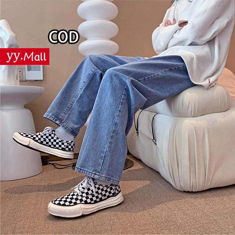 Straight Jeans Pria oversize baggy pants pria High Street Jeans Anak Laki-laki Tide Merek Ukuran Bes