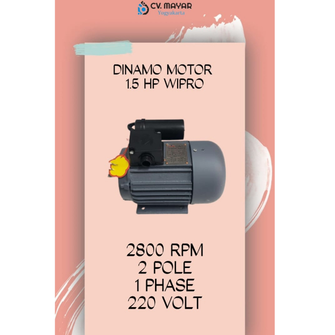Dinamo motor 1,5 hp 2 pole 1 phase wipro