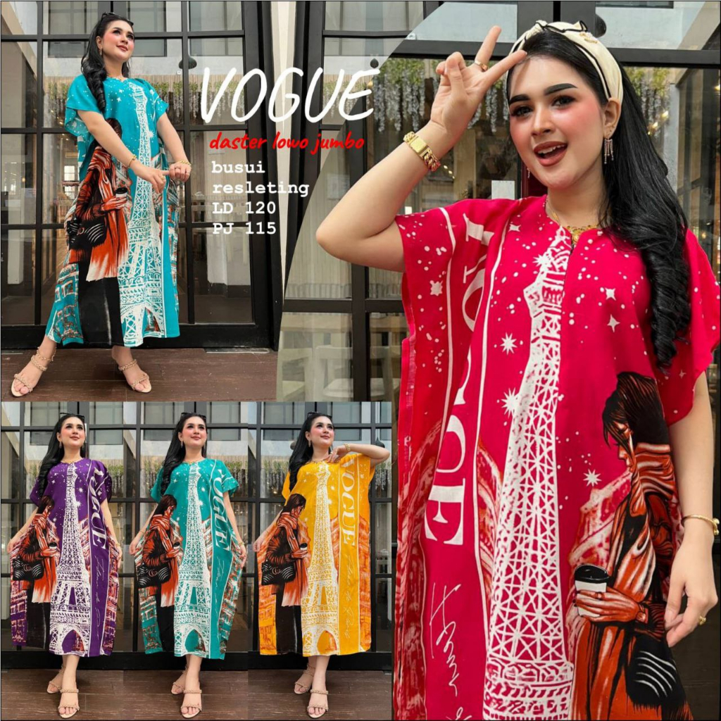 Daster Jumbo Busui Lowo Resleting Print Sablon SARAZZ SERIES Rayon Viral Motif Kekinian