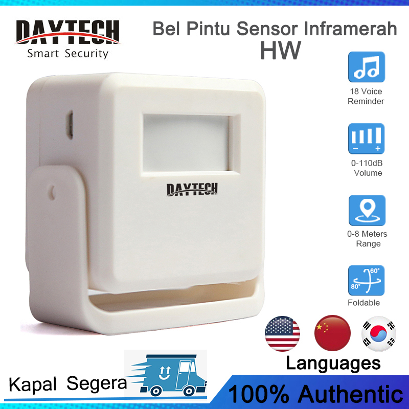 12.12Daytech Sensor Gerak Sensor selamat datang di bel pintu Alarm Selamat Datang Pelanggan HW01