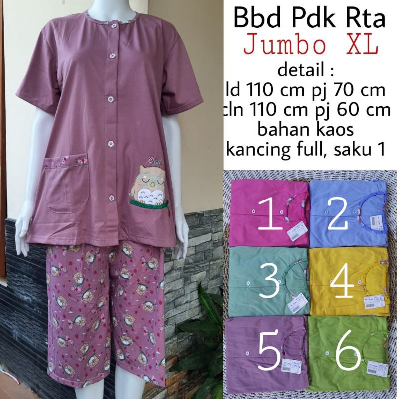 Setelan Baju tidur premium Lorita jumbo pendek kaos xxl