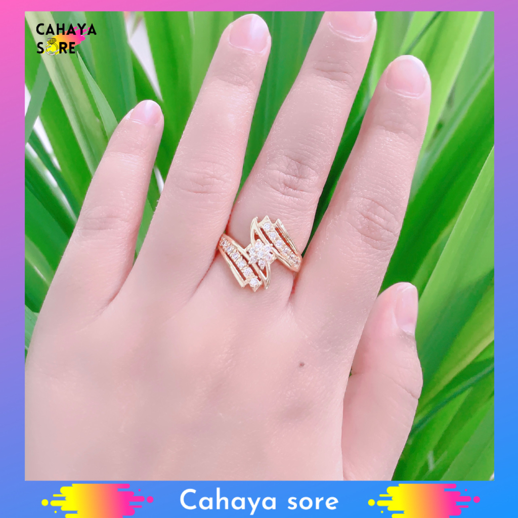 Cincin Xuping Gold Cincin Dewasa Model Permata Tiga Titik CD23