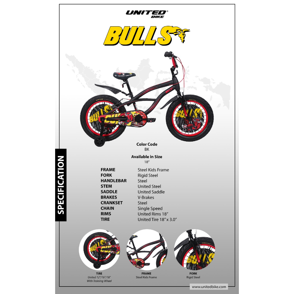 Sepeda Anak LAKI LAKI BMX 12 16 18 United Bulls