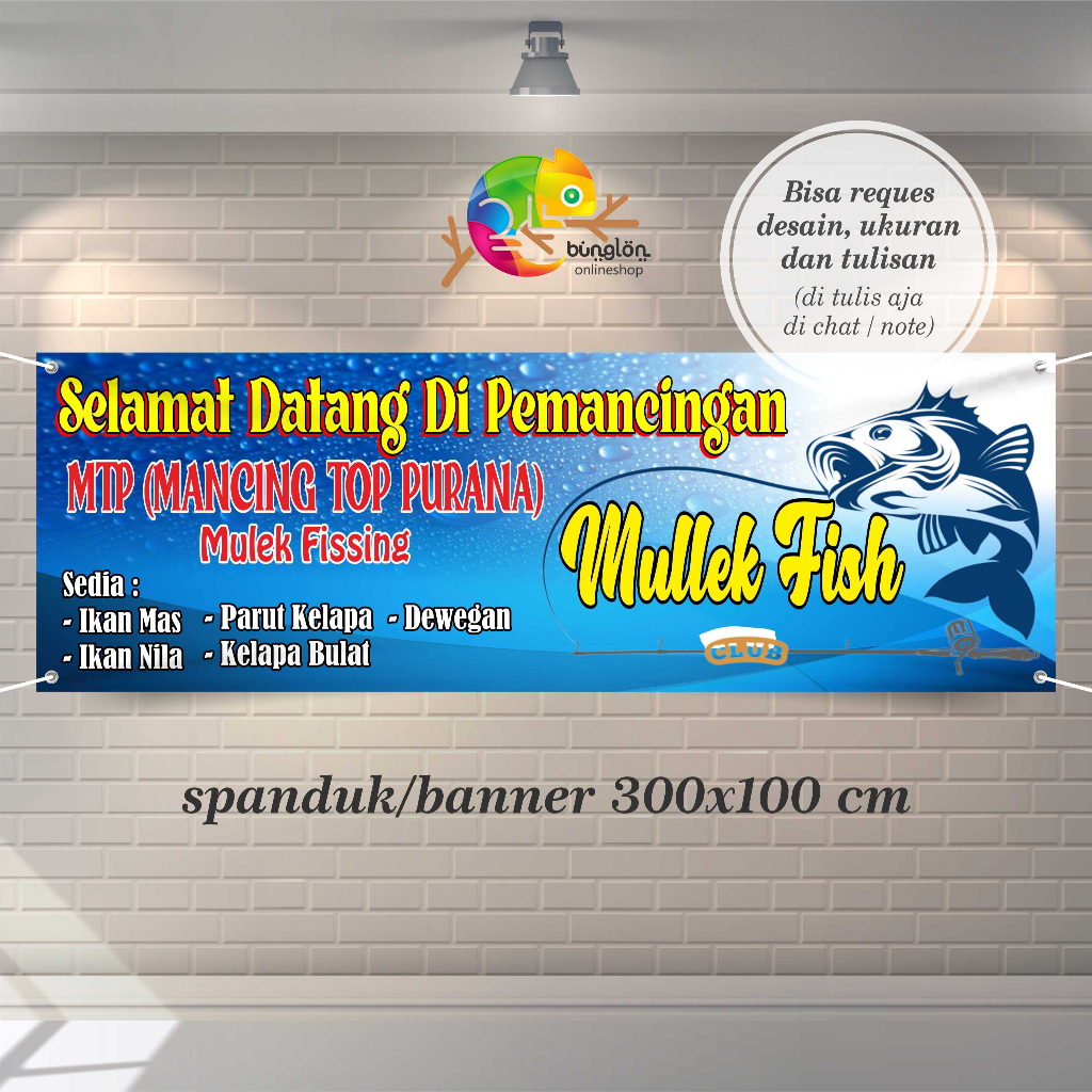 Size 300x100 Spanduk Banner Selamat Datang Di Pemancingan, Spanduk Pemancingan