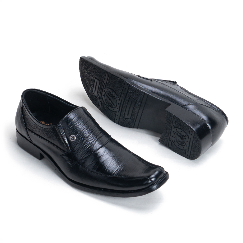 Sepatu Pantofel Pria Kulit Asli/ Sepatu Formal Kerja Kantor Hitam 014HT MURAH