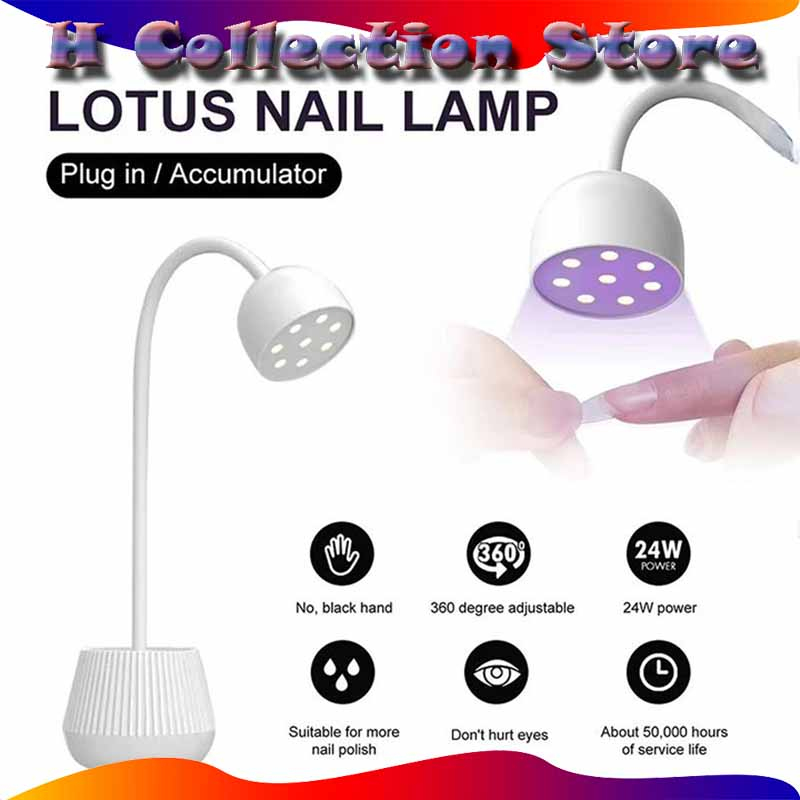 Lotus Nail 8Led UV Lamp 24 Watt Wireless Bentuk Lampu Pengering Kutek Polygel Nail Extension Pengering Kutek Gel