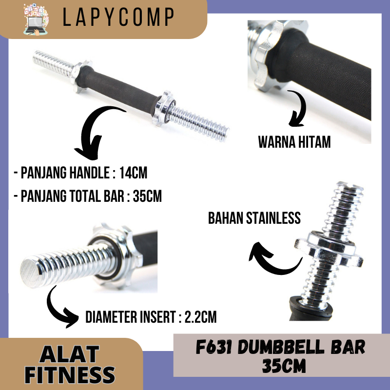 F631 Dumbell Bar / Handle Dumbell / Pengunci Barbel Dumbbel Kettlebell - Hitam