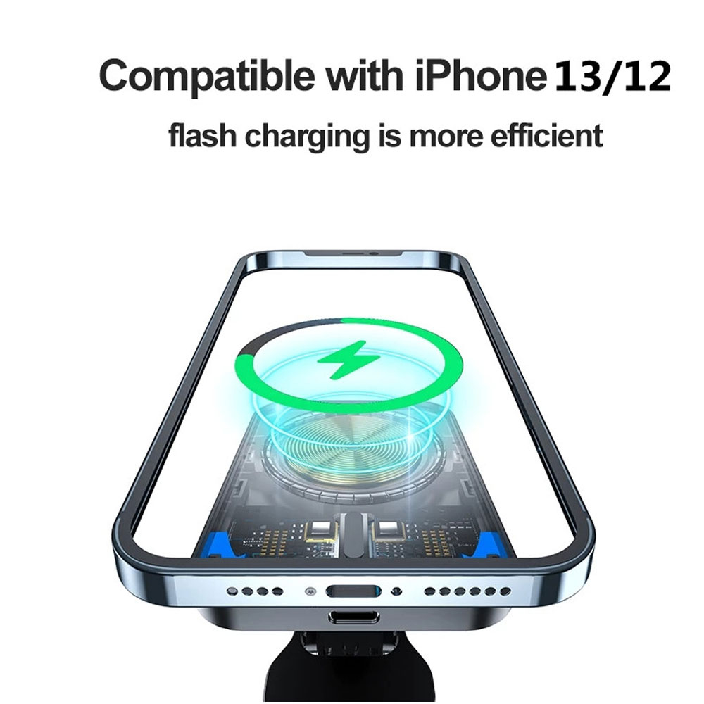 Wireless Charger Magnetic Phone Holder Car Fast Charging 15W - JJT-987 - Black