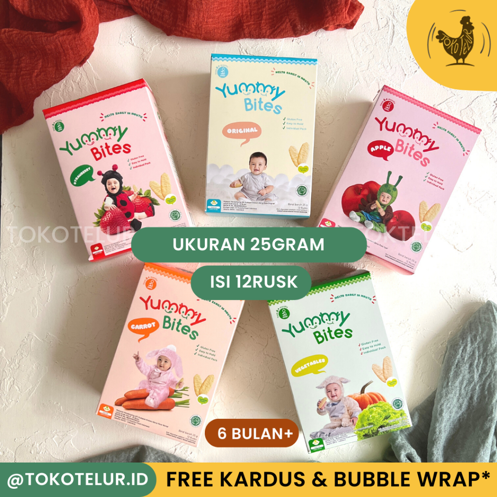 YUMMY BITES - Rice Cracker 25Gr 50Gr  Snack MPASI Bayi / Cemilan Sehat