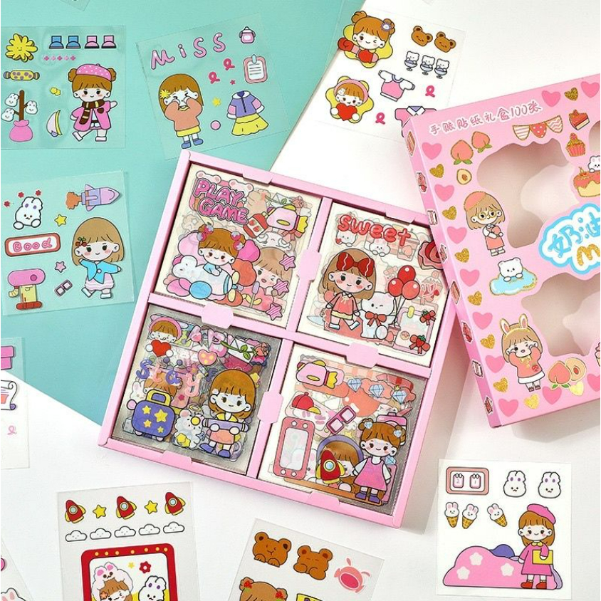 100pcs Sticker DIY Momo Waterproof / Sticker Dekor Notebook Aesthetic / Sticker Dekorasi Tumblr Korea Lucu CBKS