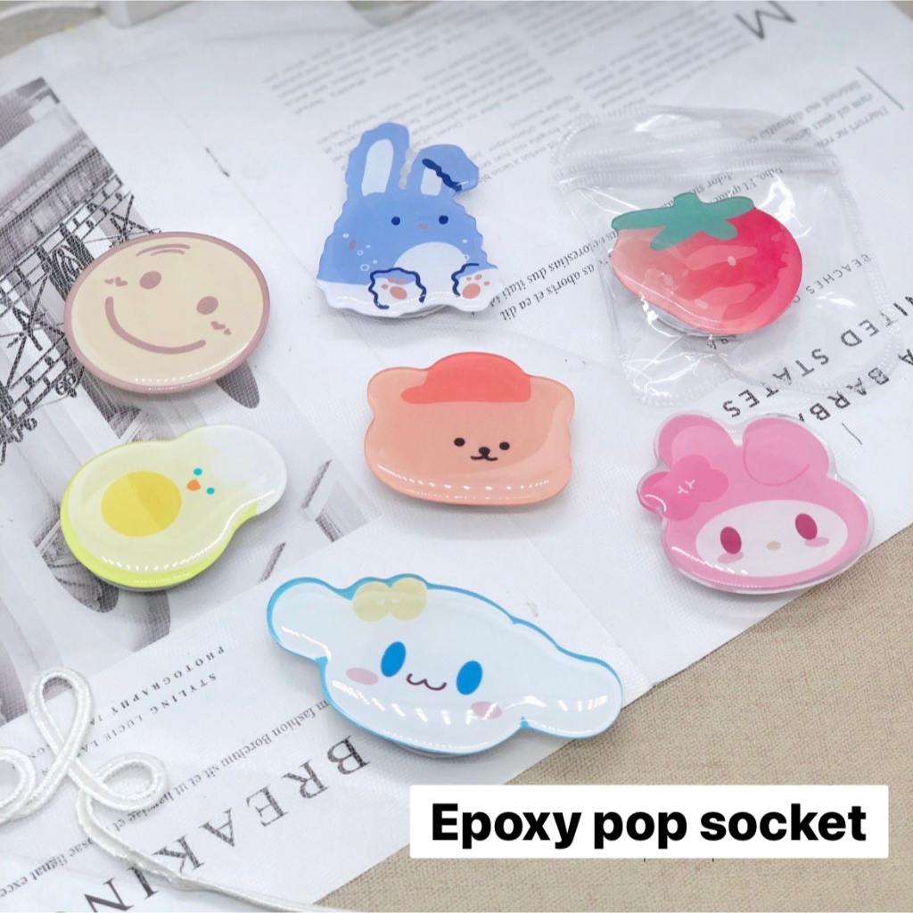 griptok pop socket resin epoxy motif campur cute kawaii standee hp