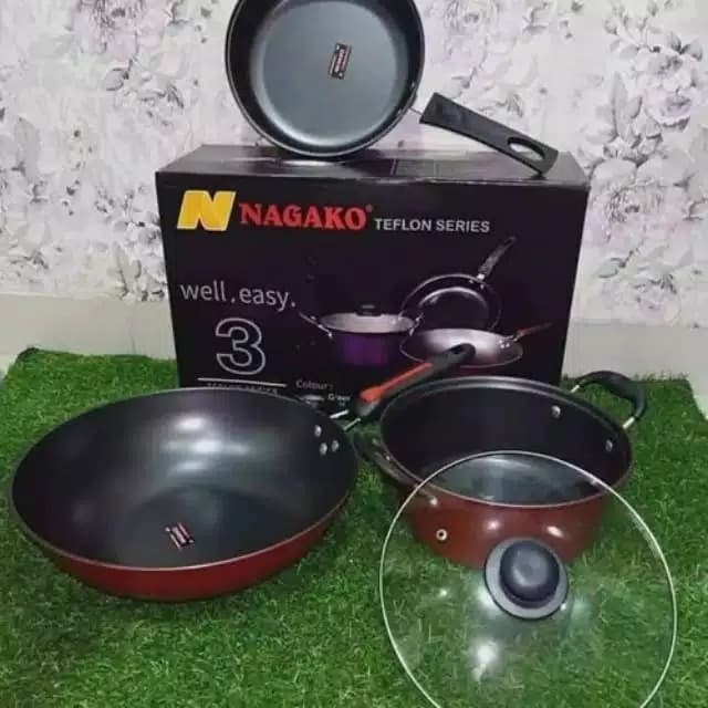 CHS NAGAKO PANCI TEFLON SERIES SET ISI 3 ANTI LENGKET