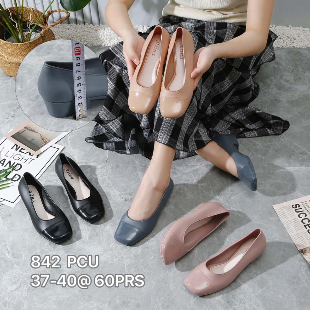 Sepatu Wanita Terbaru/Pantofel Jelly Import Alina 842/Sepatu Kerja Karet Korea Kekinian