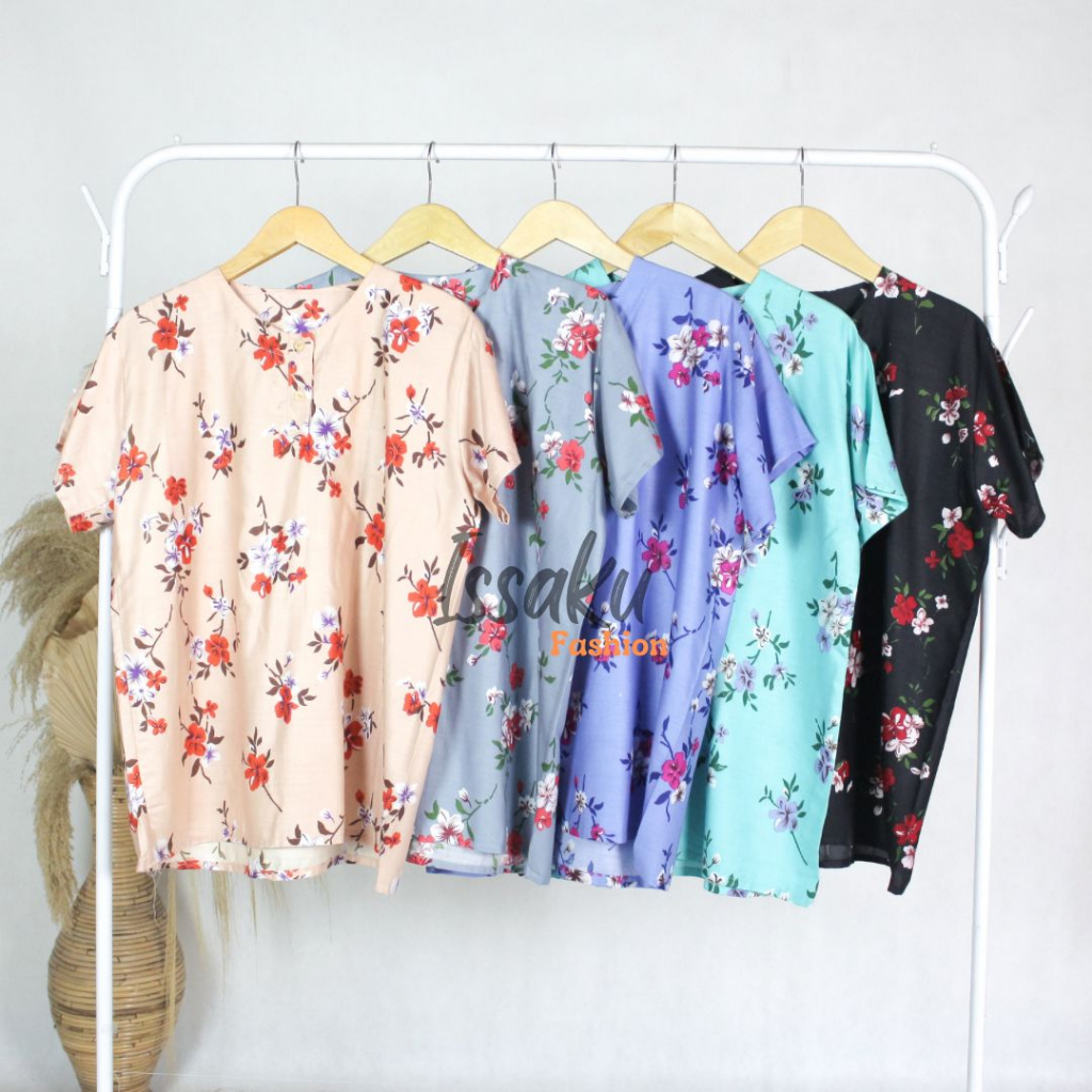 One Set Piyama Baju Tidur Wanita Bahan Rayon Floral