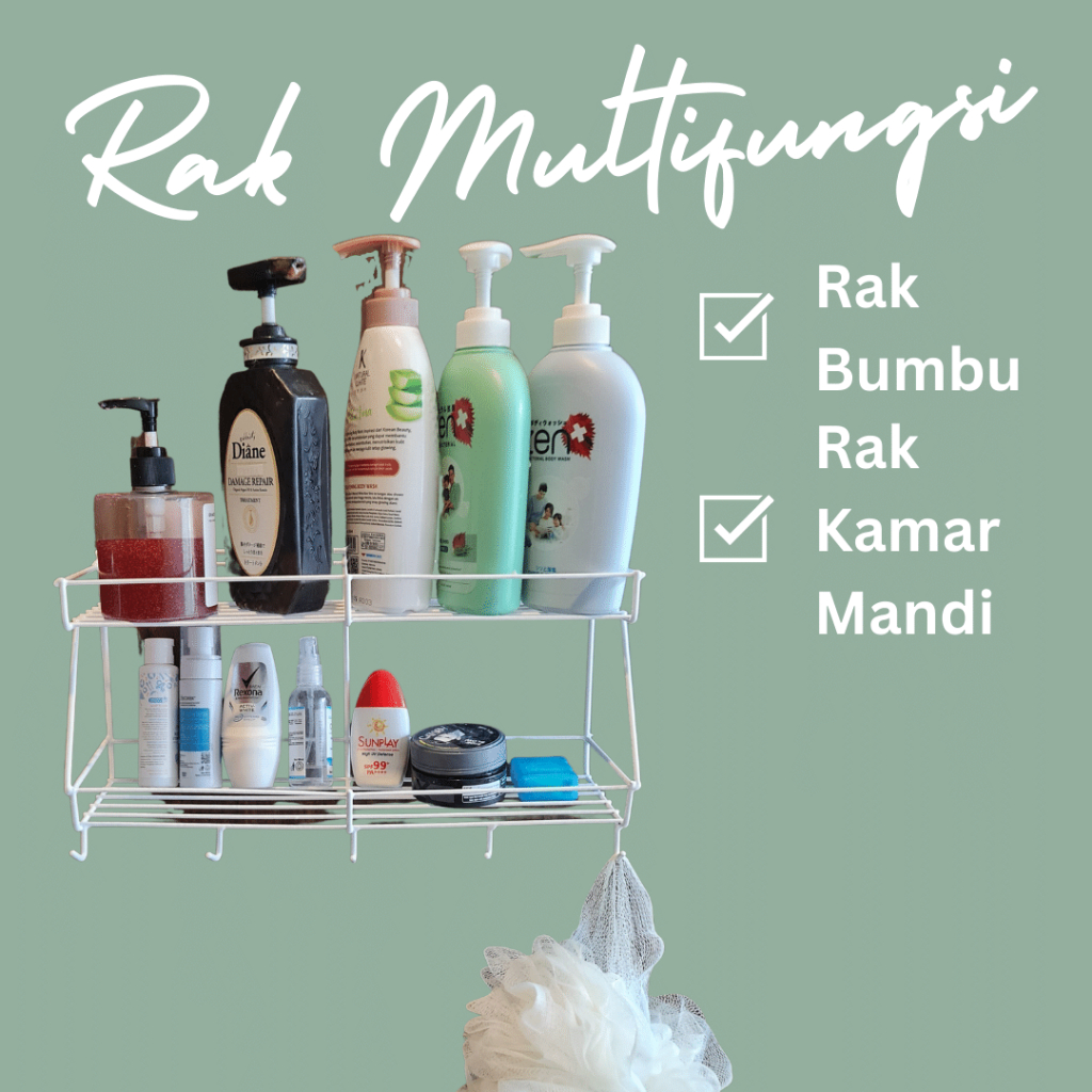 Rak Bumbu Dapur Sabun Kamar Mandi Gantung 2 Susun Tempel Serbaguna Besi Anti Karat Efisien &amp; Stylist - Mufid London