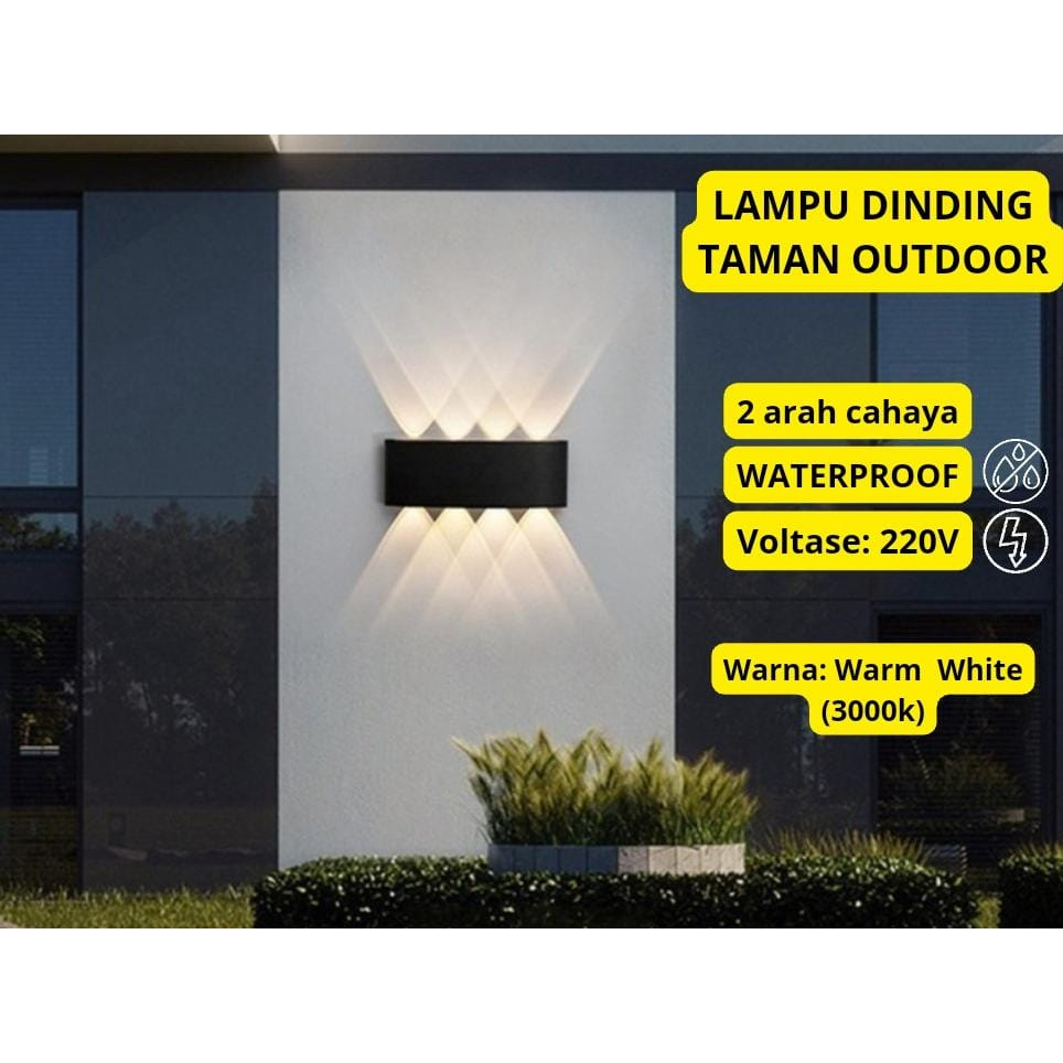 Lampu Dinding Taman Outdoor Water Proof Tahan Karat Warna Warm White 220V