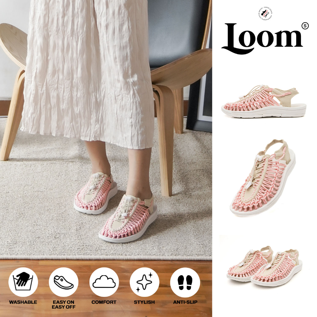 Sandal Wanita Portee Loom Sandal White Pink