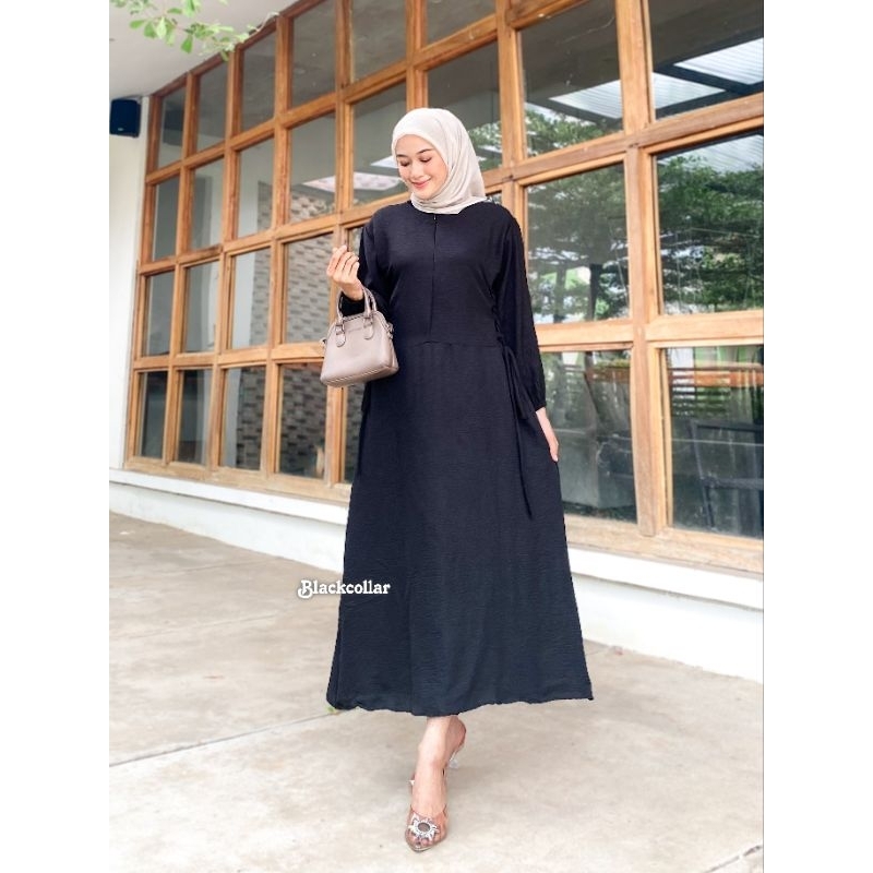 Gamis crinkle airflow polos drees muslim wanita  dewasa elegan simple busui terbaru