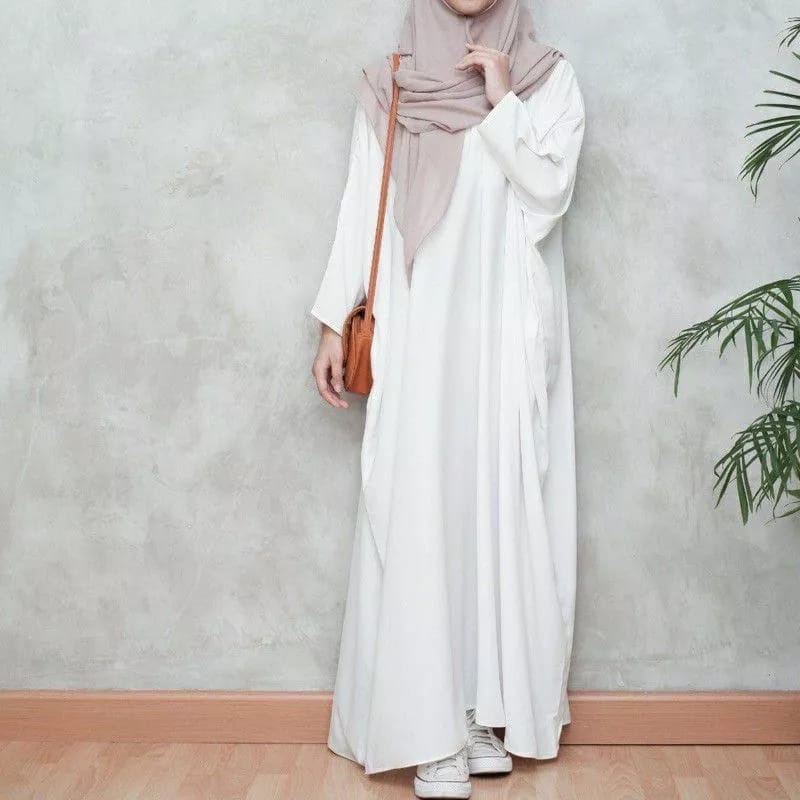 Gamis Polos Terbaru Tangan Karet | Abaya Turki Resleting Depan