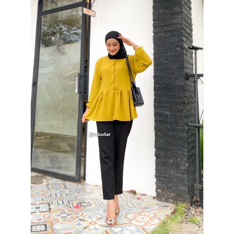 Kemeja Blouse Wanita Polos Allsize Jumbo Atasan Muslimah busui friendly Bahan Crinkle Airflow Bisa COD