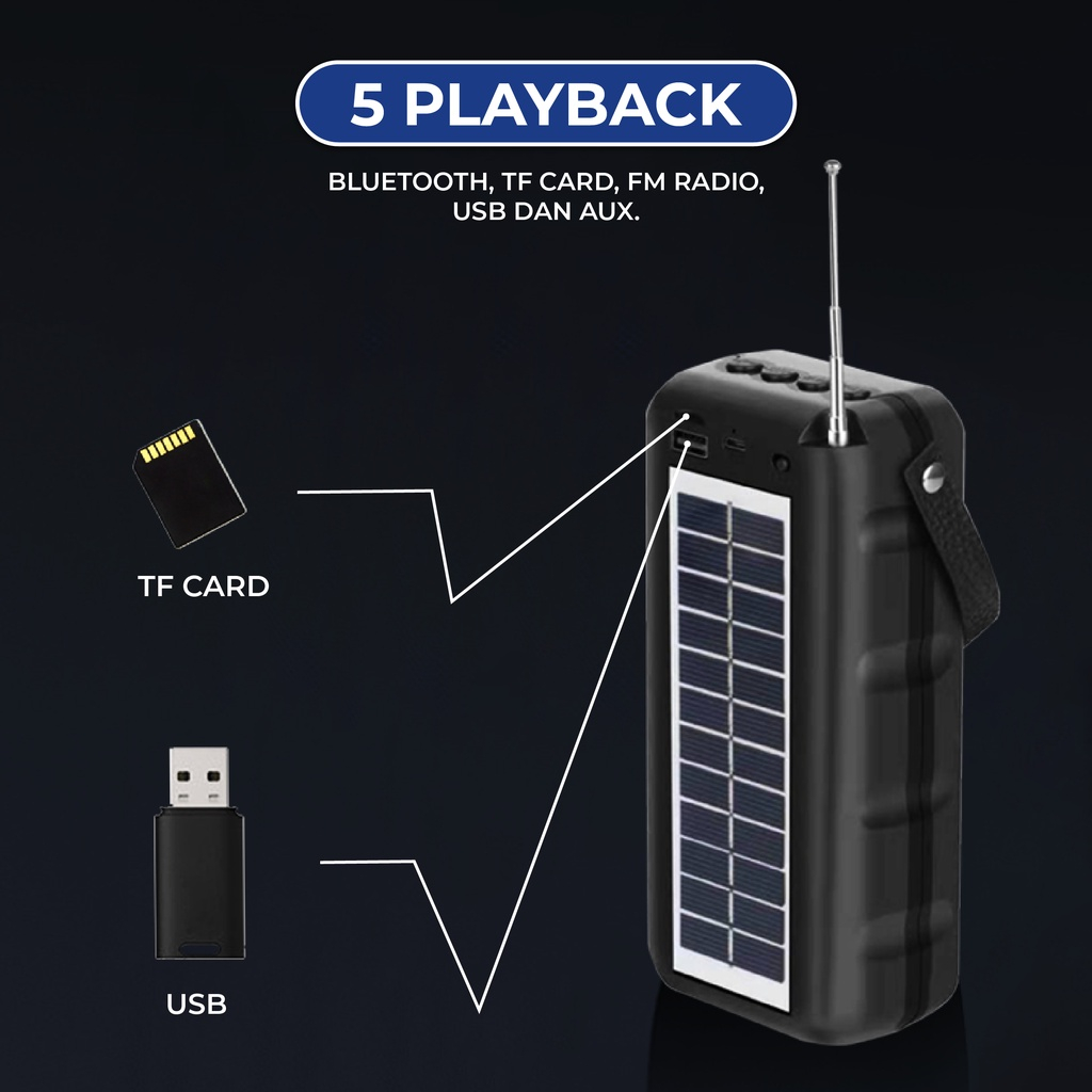 Speaker Bluetooth Portable Kisonli OEM SC12 Solar Charging Mega Bass - XOBOX