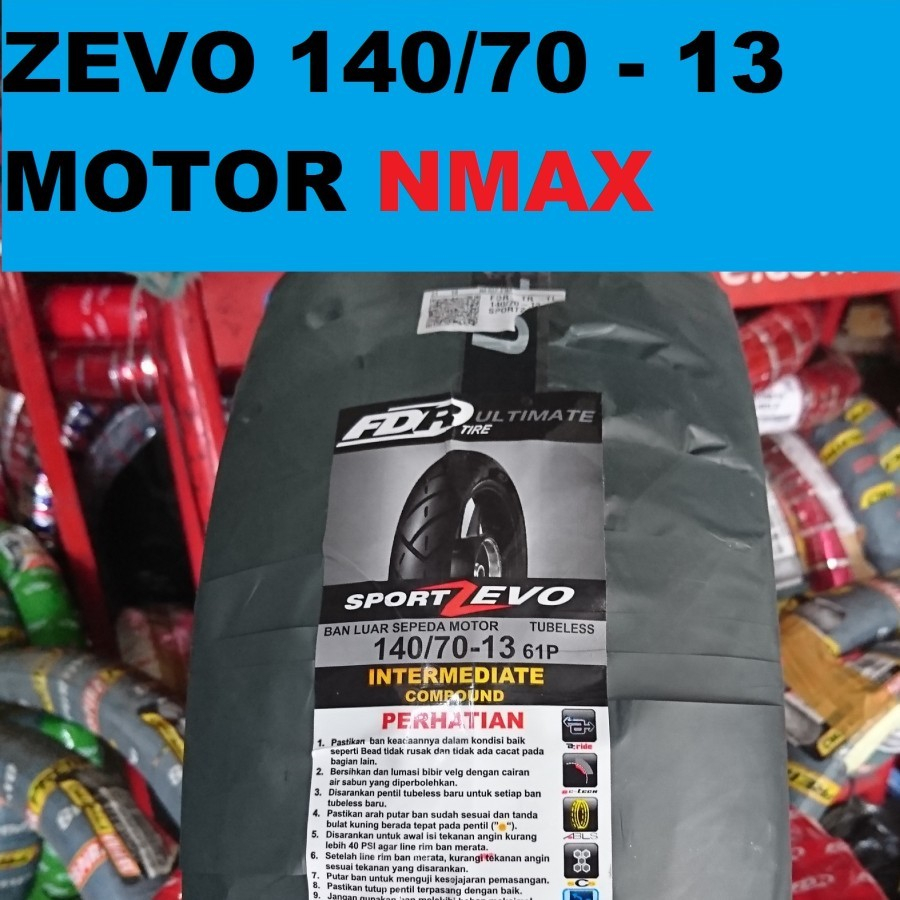 BAN FDR SPORT ZEVO 140/70-13 TL FDR Sport Zevo 140/70 ring 13 ban belakang gambot motor Nmax N Max FDR Sport Zevo 140/70 ring 13 UPSIZE ban belakang ADV 150 PCX 160