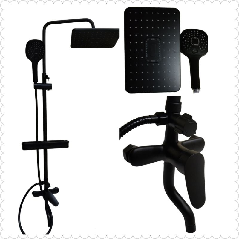 Shower Tiang Set Stainless/Shower column black Panas Dingin