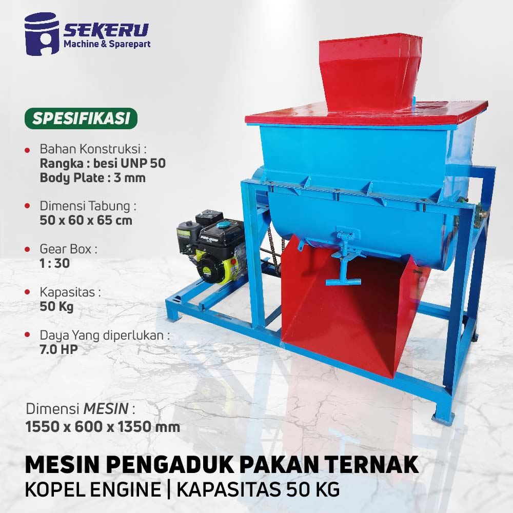 MESIN PENGADUK PAKAN TERNAK QUAD 50KG PENGGERAK BENSIN