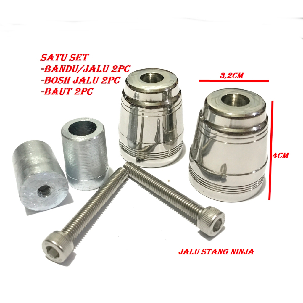 JALU STANG STAINLIS NINJA KROM ISI 2PC JALU STANG BESI STAINLIS PADAT UNIVERSAL ALL MOTOR JALU STANG STAINLIS  JALU STANG PCX HARGA SEPASANG